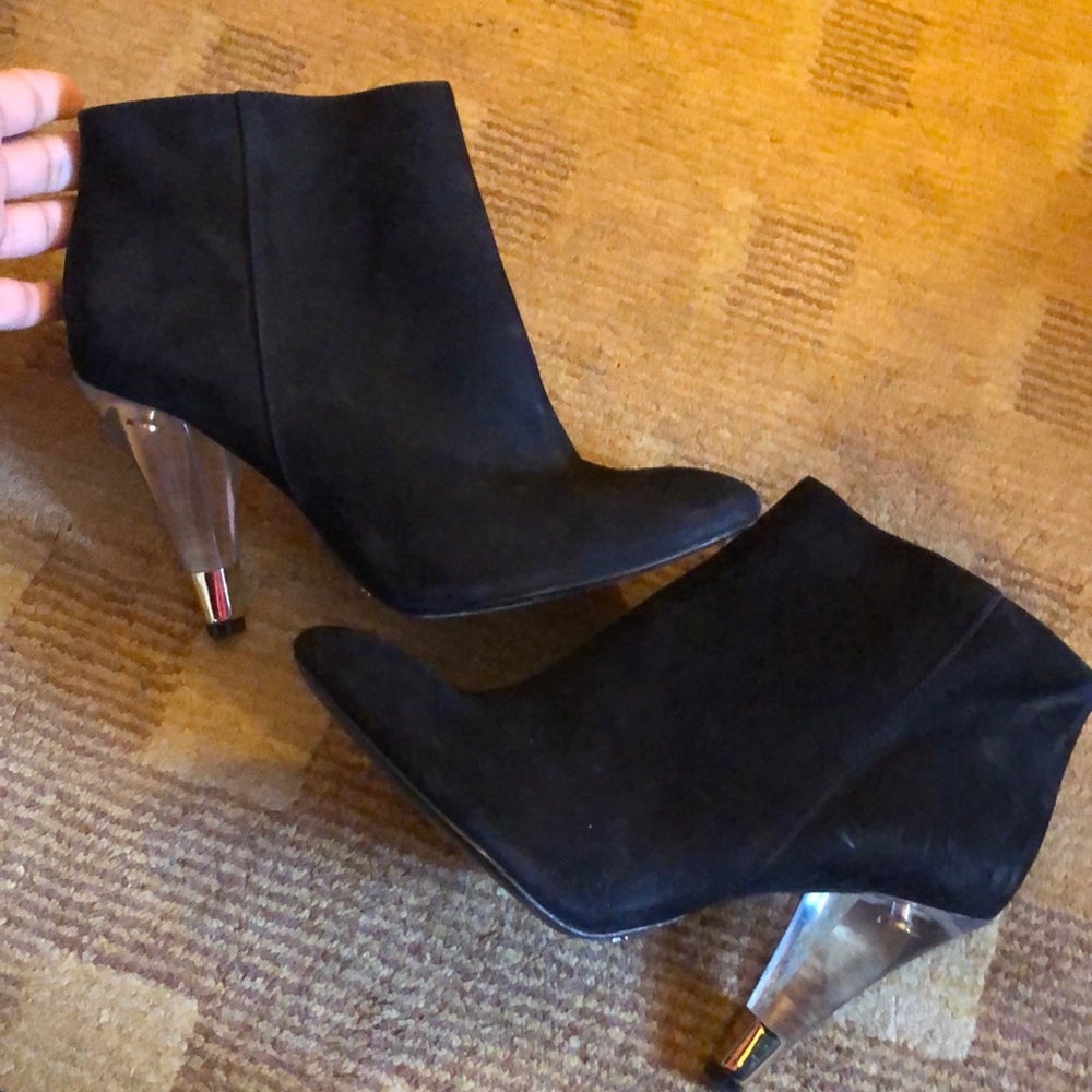 Schutz lucite heel bootie!